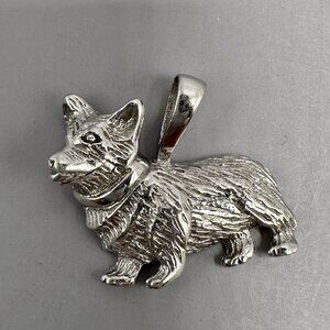 Pembroke Welsh Corgi Dog Pendant 925 Sterling Silver Pet Lover Detailed Charm